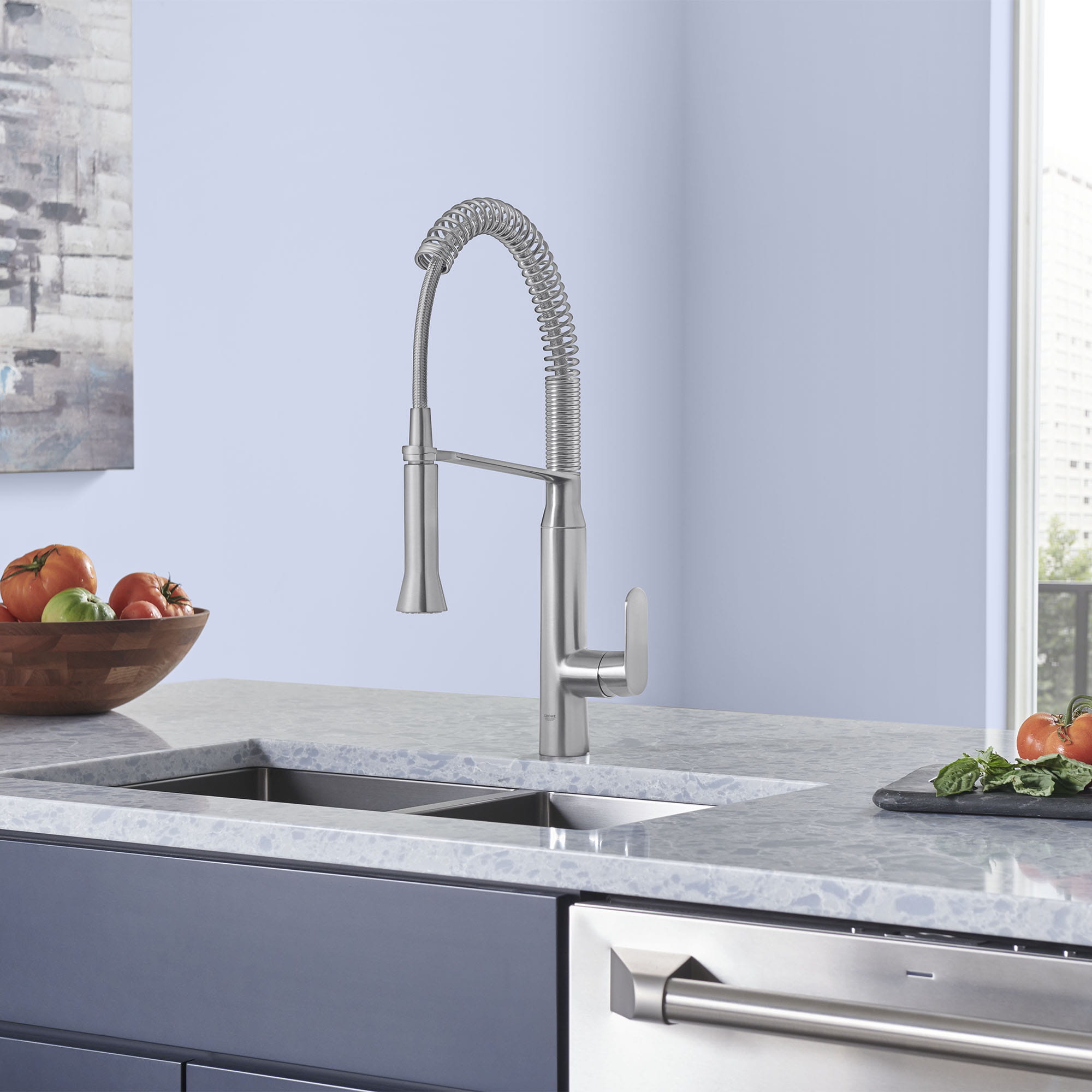 K7 Medium Single-Handle Semi-Pro Dual Spray Kitchen Faucet 1.75 GPM